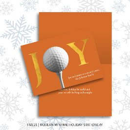 Cartão De Festividades Orange Modern Golf Joy & Peace Dobrou o Natal