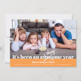 Cartão De Festividades Orange Ok Ano Novo Foto Engraçada Frio Moderno