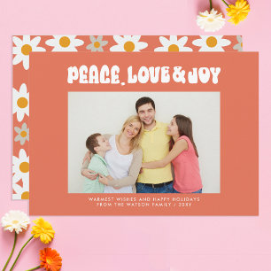 Cartão De Festividades Orange Retro Groovy Peace Love Joy Foto