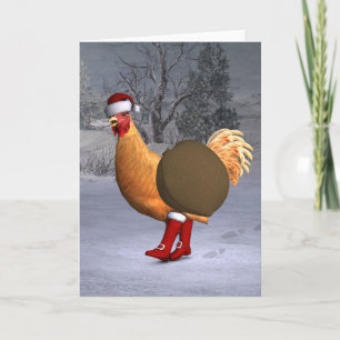 Cartão De Festividades Orange Rooster Santa Claus