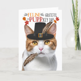 Cartão De Festividades Orange Tabby Cat Feline Grateful para PURRkey Day