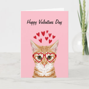 Cartão De Festividades Orange Tabby Cat Valentines Love Card