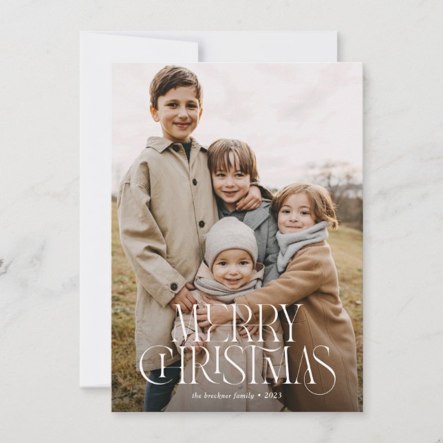 Cartão De Festividades Orçamento Moderno Elegante Feliz Natal Três Foto (Frente)