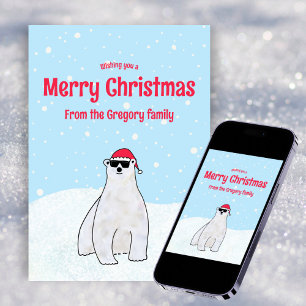 Cartão De Festividades Orçamento Personalizado Feliz Natal Urso Polar Des