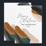 Cartão De Festividades orçamento verde terracota moderno minimal aguarela<br><div class="desc">Cartão de Natal de orçamento verde terracota abstract aguarela moderno script não foto. Moderno em tendência verde,  bege e terracota design colorido.</div>