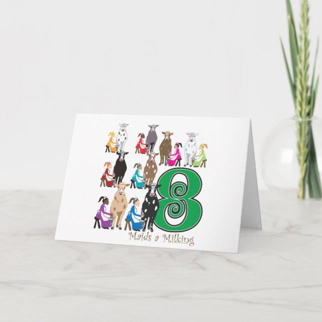 Cartão De Festividades Ordenha de 8 empregadas domésticas (Frente)