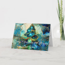 Cartão De Festividades Organic Jewel Tone Modern Christmas Tree