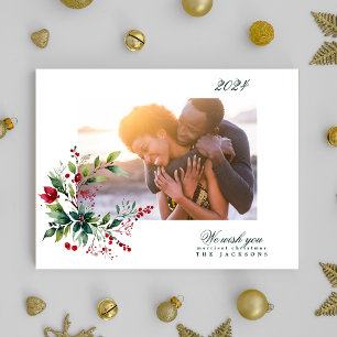 Cartão De Festividades Orgânico de inverno Azul Natural Merry Foto de Nat