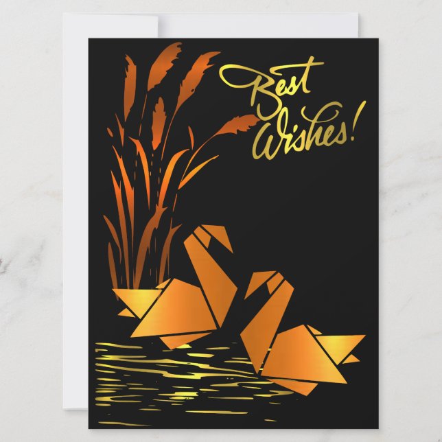 Cartão De Festividades Origami Best Wish Flat Card (Frente)