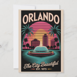 Cartão De Festividades Orlando Flórida Antiga Cidade Bonita Viagem Retro