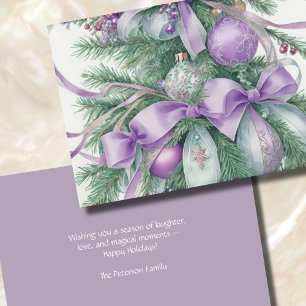 Cartão De Festividades Ornações Faixa de Fita Evergreen Roxo Verde