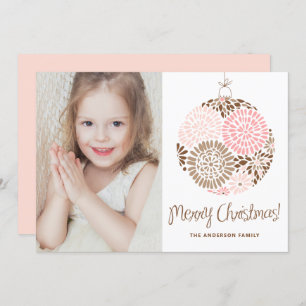 Cartão De Festividades Ornament rosa e marrom Feliz Foto de Natal
