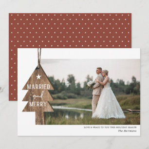 Cartão De Festividades Ornament Rustic Wood Tree Casado Foto de Natal