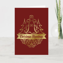 Ornamentado Dourado Anjo Bênção de Natal Vermelho