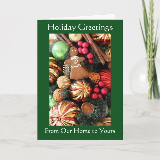 Cartão De Festividades Ornamento antiquados da árvore de Natal (Frente)