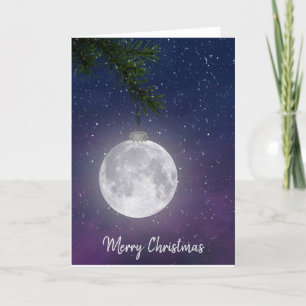 Cartão De Festividades Ornamento da Lua de Natal em Flocos de Neve