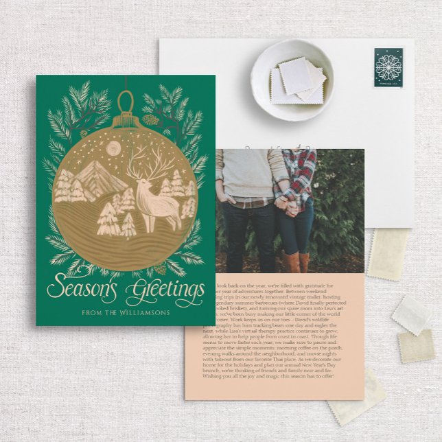 Cartão De Festividades Ornamento da Madeira de Montanha Ilustrada Natal (Criador carregado)