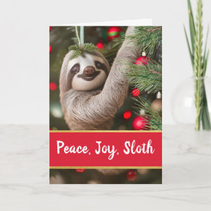 Cartão De Festividades Ornamento de Árvore de Natal da Peace Joy Sloth