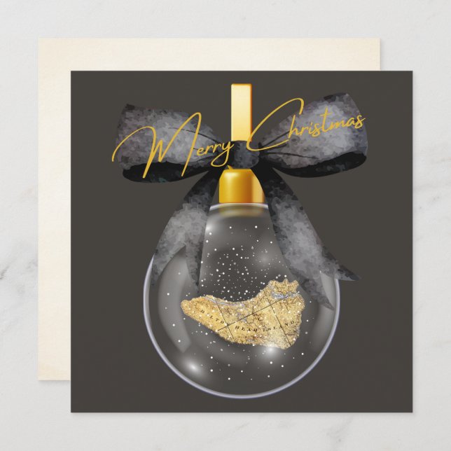 Cartão De Festividades Ornamento de Mapa da Ilha Hillton, Feliz Natal (Frente/Verso)