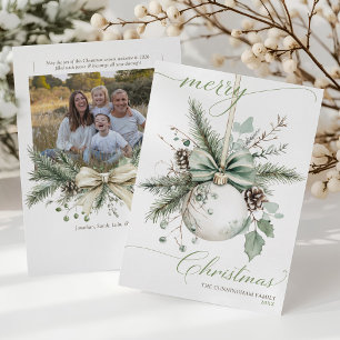 Cartão De Festividades Ornamento de Natal Botânico em Aquarela Foto