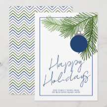 Ornamento de Natal Moderno - Verde - Azul-Marinho 