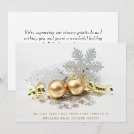 Cartão De Festividades Ornamento de ouros de Natal Saudação Corporativa