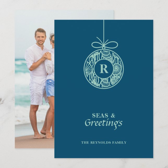 Cartão De Festividades Ornamento de Seashell para o Mar e Saudações (Frente/Verso)