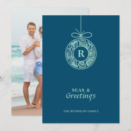 Cartão De Festividades Ornamento de Seashell para o Mar e Saudações