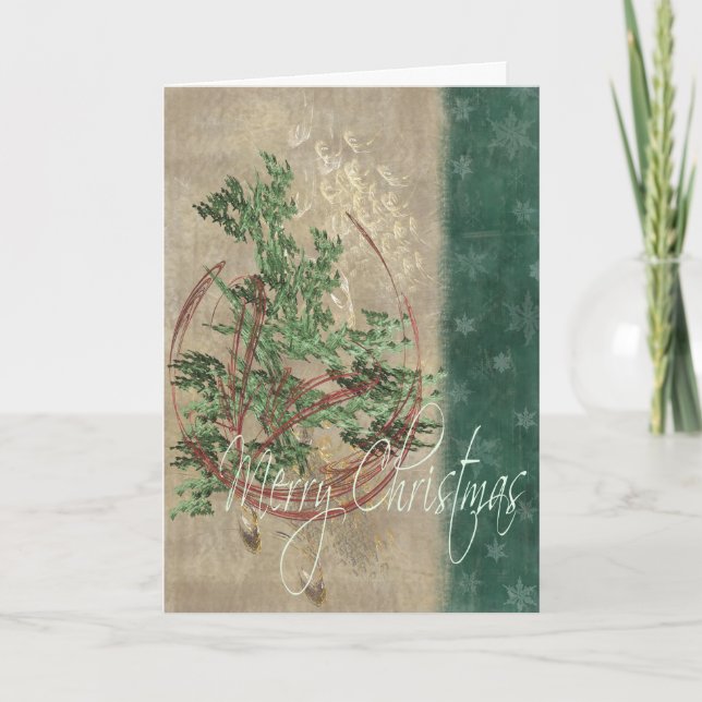 Cartão De Festividades Ornamento e flocos de neve (Frente)