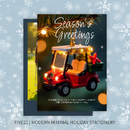 Cartão De Festividades Ornamento Elegante de Carrinho de Golfe de Natal ・