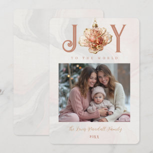 Cartão De Festividades Ornamento Floral em Rose Gold Natal TMF26