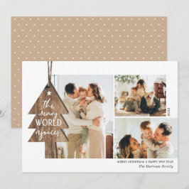 Cartão De Festividades Ornamento Russo de Madeira 3 Foto Colagem Natal