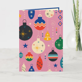 Cartão De Festividades Ornamentos Coloridos da Imagem Retroativa Personal