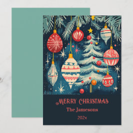 Cartão De Festividades Ornamentos De Árvores De Natal Retro Diversos