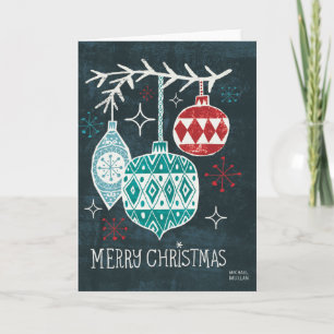 Cartão De Festividades Ornamentos de Natal de feliz
