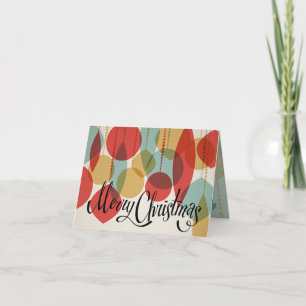 Cartão De Festividades Ornamentos de Retrô Simplificados para Feliz Nata