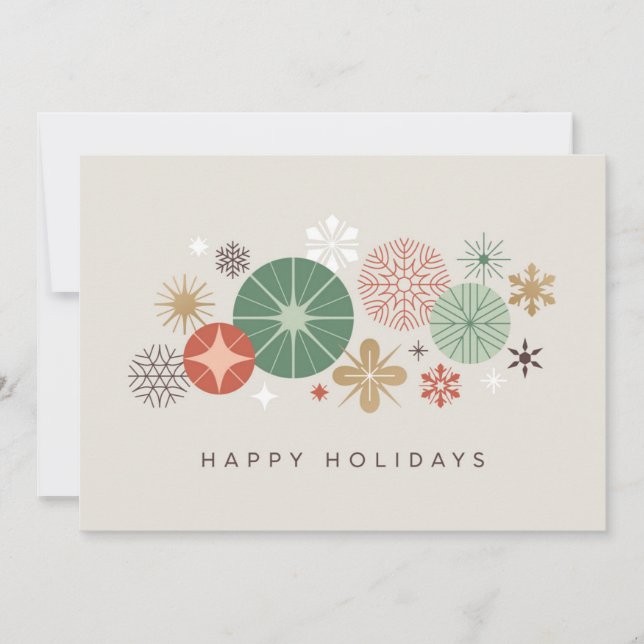 Cartão De Festividades Ornamentos e Estrelas de Férias (Frente)