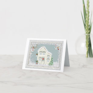 Cartão De Festividades Ornamentos em Flocos de Neve da Árvore de Natal Br