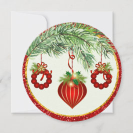 Cartão De Festividades Ornamentos Tradicionais Redondos da Placa Plana de