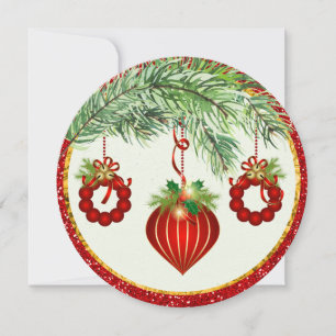 Cartão De Festividades Ornamentos Tradicionais Redondos da Placa Plana de