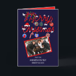 Cartão De Festividades Ornaments Lights Snowy Feliz Foto de Natal<br><div class="desc">Este cartão de cartões de natal de Natal bonito e divertido é perfeito para um evento divertido e festivo. Ele mostra uma foto personalizada da família para personalizar. Ele também apresenta tipografia decorativa desenhada à mão com fios claros, chapéu de Santa Clause, doce, doce, vinho e fruta, árvore de Natal,...</div>