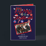 Cartão De Festividades Ornaments Lights Snowy Feliz Foto de Natal<br><div class="desc">Este cartão de cartões de natal de Natal bonito e divertido é perfeito para um evento divertido e festivo. Ele mostra uma foto personalizada da família para personalizar. Ele também apresenta tipografia decorativa desenhada à mão com fios claros, chapéu de Santa Clause, doce, doce, vinho e fruta, árvore de Natal,...</div>