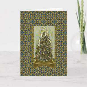 Cartão De Festividades Ornate Gold Brocade Christmas Greeting Card