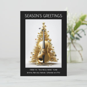 Cartão De Festividades Orquestra cello natal - foto dourada