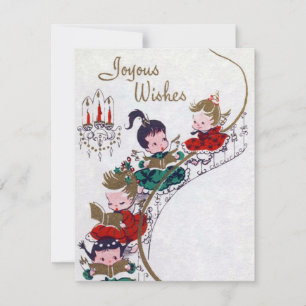 Cartão De Festividades Os anjos retros do natal vintage adicionam o