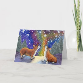 Cartão De Festividades Os córgis de Natal Usufruem Do Cartaz De Estrelas
