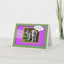 Cartão De Festividades Os gatos engraçados ameaçam o coelhinho da Páscoa