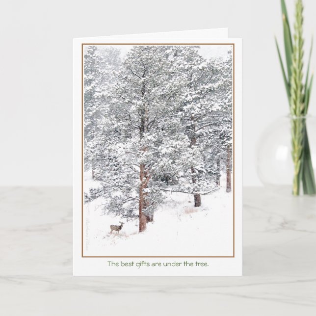 Cartão De Festividades Os melhores presentes estão debaixo da árvore. (Frente)