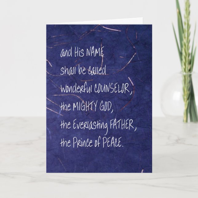 Cartão De Festividades Os Nomes do Natal Messias (Frente)