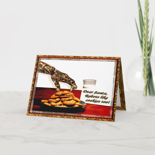 Cartão De Festividades Os robôs gostam de biscoitos (Frente)